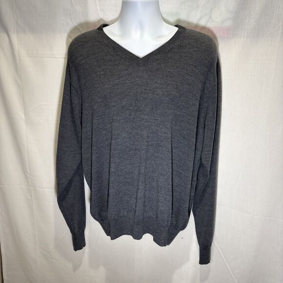 Peter Millar XL Mens Sweater Extra Fine Italian Merino Wool Gray Golf Base Layer - Picture 2 of 16